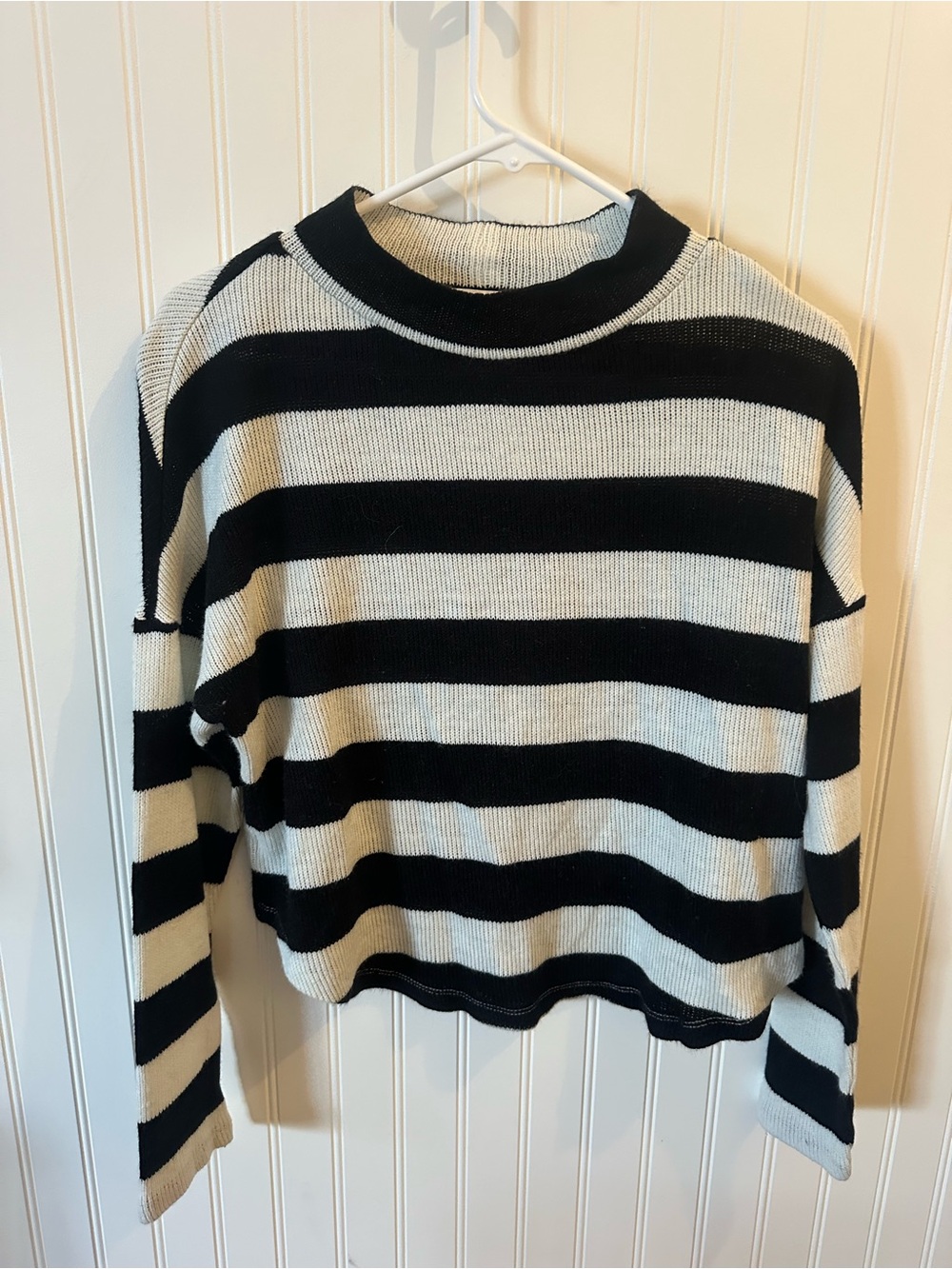 Socialite Black and White Striped Crewneck Sweater